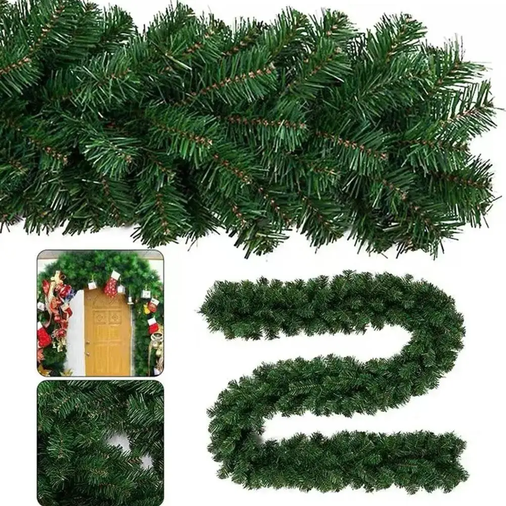 180cm Artificial Plant Christmas Garland With Lights Fir Pine Tree Branch Christmas Decoration Rattan Wreath Vine For Home Decor