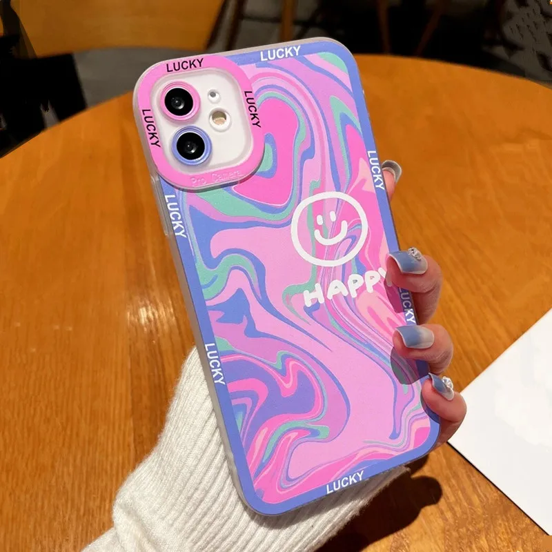 Abstract Fluid Smiling Case For Samsung Galaxy A54 A34 A14 A13 A53 A33 A52 A32 A55 A35 A15S22 S23 S24 Ultra S21 S20 FE TPU Cover