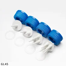 GL45 plastic feed bottle cap single-pass double-pass three-pass reactor adapter cap PP reaction bottle cap mobile phase cap