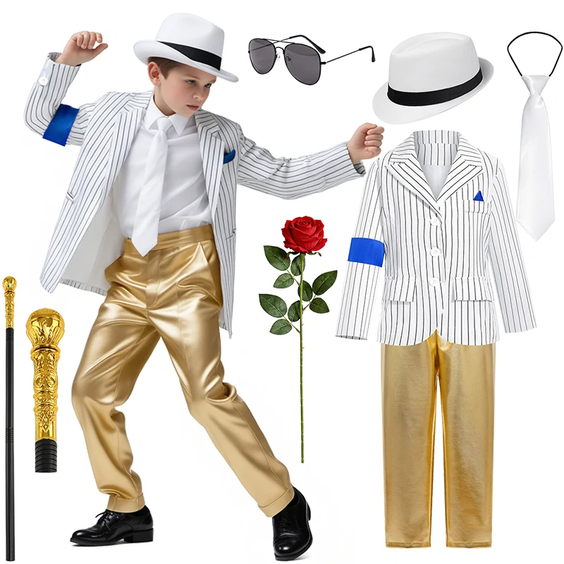 Disfraces de Michael Jackson para Niños, Cosplay de Halloween, Estrella del Pop de los 80, Actuación en Escenario, Disfraz Infantil, Carnaval, Baile, Discoteca, Ropa para Niños