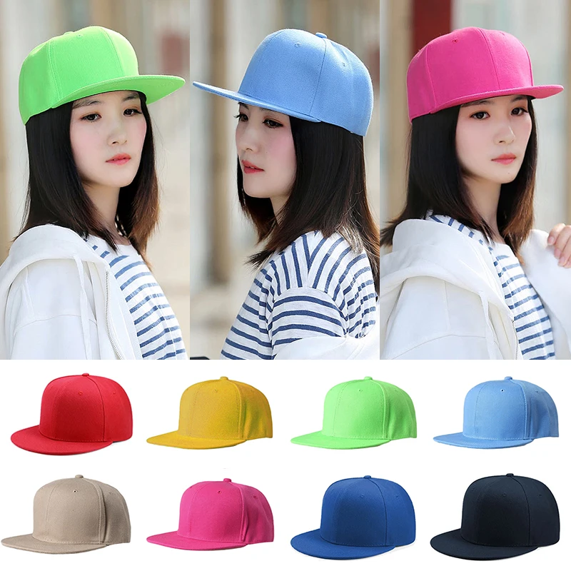 Trendy Flat Brim Hip Hop Hat Women Men\'s Caps Fitted Caps Hats Baseball Cap Sun Hats Plain Flat Visor Snapback Cap Street Style