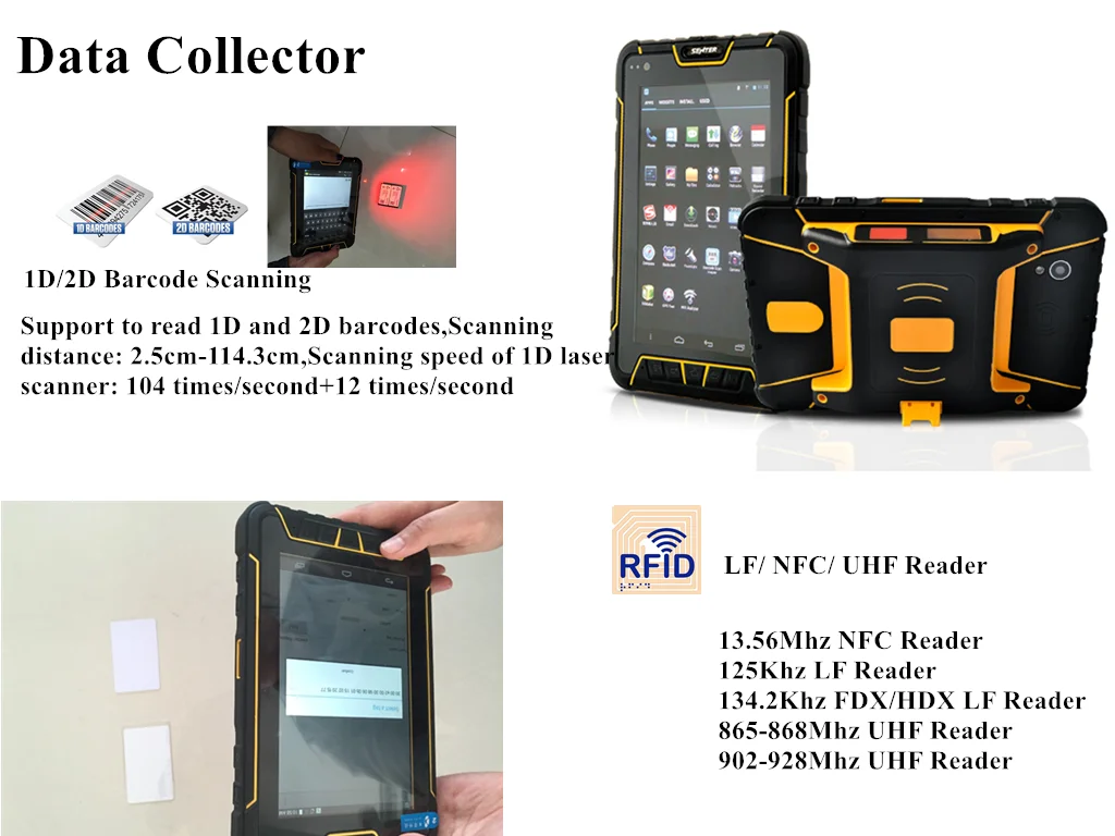 7 Inch Factory Rugged Tablet Android 9 OS with Barcode Scanner NFC RFID Reader 4G RAM 64G ROM 13MP Camera IP67 Waterproof