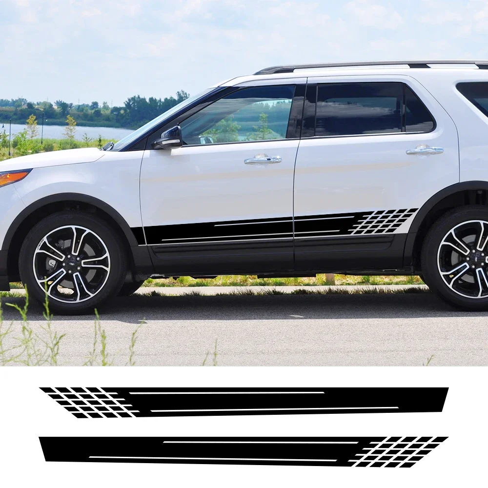 2Pcs 200x15cm Car Stickers Auto Vinyl Film Decals For Ford Explorer 1 2 3 4 5 6 Side Racing Sport Styling Car Tuning Accessories