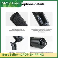 Top Deals USB Condenser Microphone Mic With Mini Tripod Stand And Gain Knob For PC Laptop Games Playing Music Recording