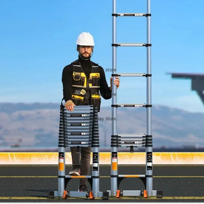 

Hot Sale Widening Pedal Telescopic Ladder Herringbone Aluminum Alloy Thickening Folding Ladder Household Multi-functional Lift