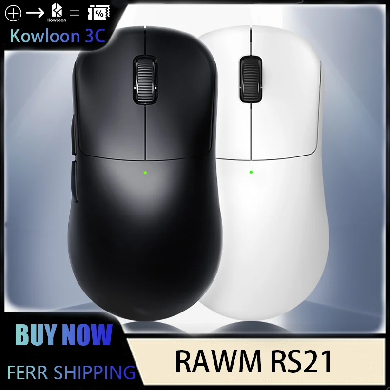 Беспроводная мышь RAWM ES21 Pro, легкая игровая, эргономичная, перезаряжаемая, PAW3395/PAW3950, 8 кГц, Nordic, 52840, 30000 точек на дюйм