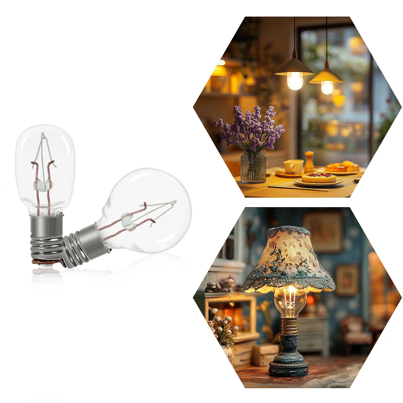 Evemodel 10pcs E5 Incandescent Bulbs Warm White Screw Lights W Wire Base for 1:6 Scale Dollhouse
