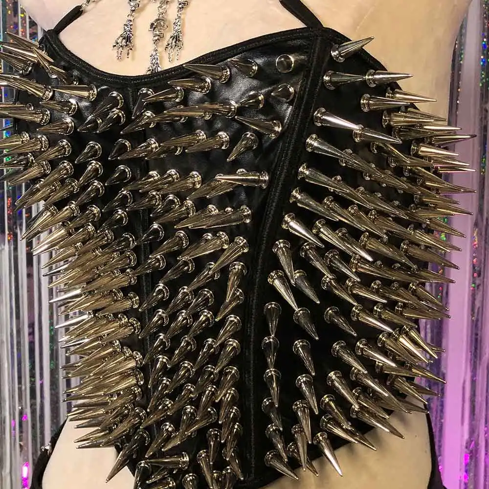 

Kawaii Emo Y2K Halter Camisole TOPS Eco Club Wear Studded Rivet Goth Cummerbunds E-Girls Punk Rock Harajuku Gothic Grunge