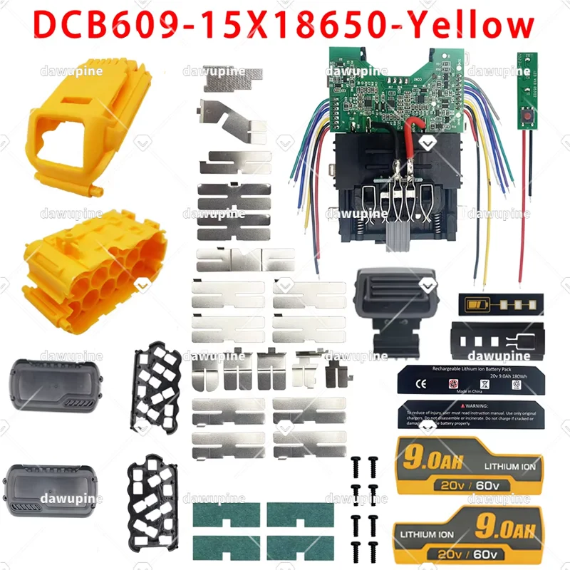 

DCB609 печатная плата защиты от зарядки, литиевая батарея, огнестойкий корпус из АБС-пластика, корпуса для DeWalt 20 В 60 В, батарея DCB606