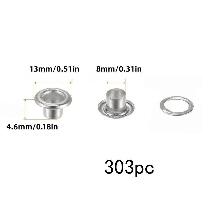 eyelets(8MM) stainless steel high quality 303PC Silver Eyelets with Washers High Quality for Long Term Use for Shoes Clo