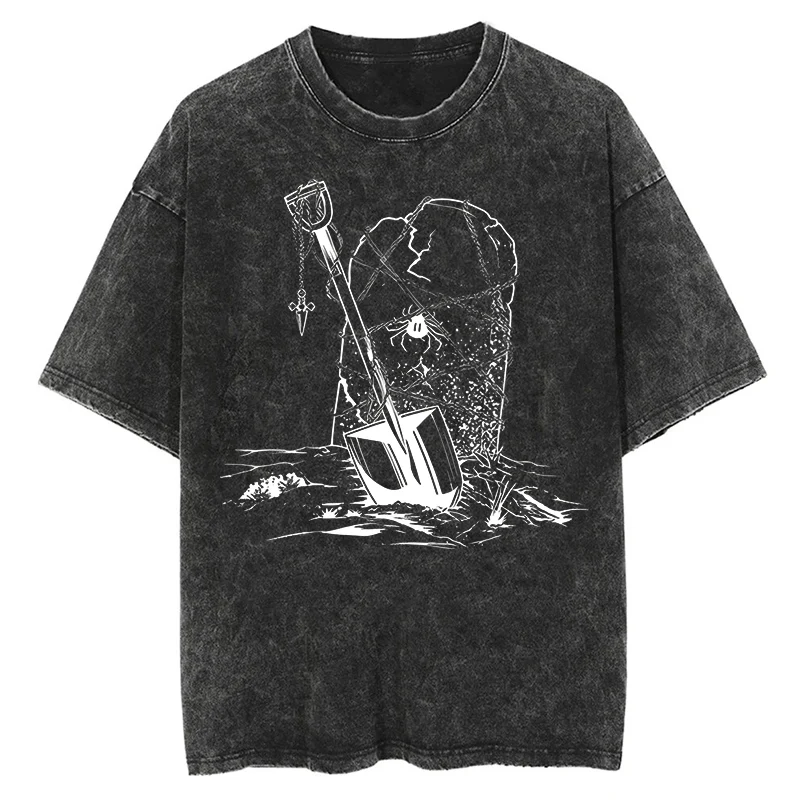Grafik Vintage Acid Wash Baumwolle T-Shirts für Männer Frauen lässig übergroße T-Shirt Sommer Workout Fitness Kurzarm Tops Streetwear