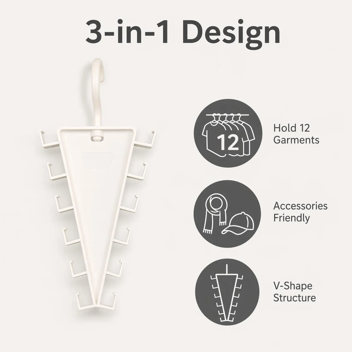 V-Type Multi-hook Hanger Storage Rack 12 Slots Wardrobe Organizer Space Saver f…