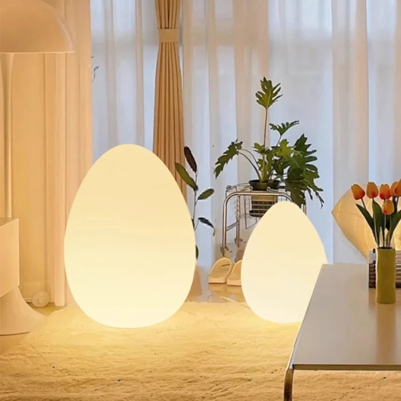 egg-shaped table lamp, bedroom bedside, Nordic living room, atmosphere,smart soft decoration