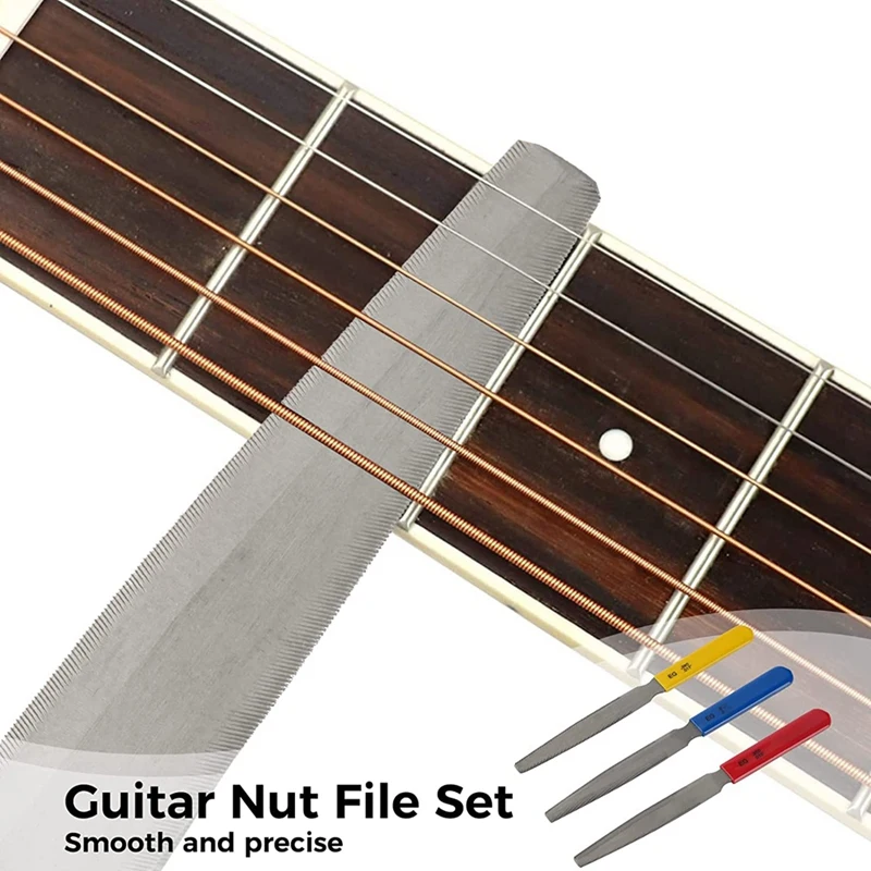 Bass Nut File Set, Carbon Steel Guitar Fret File, Guitar Repairing And Instrument Modifying Tools For Guitars