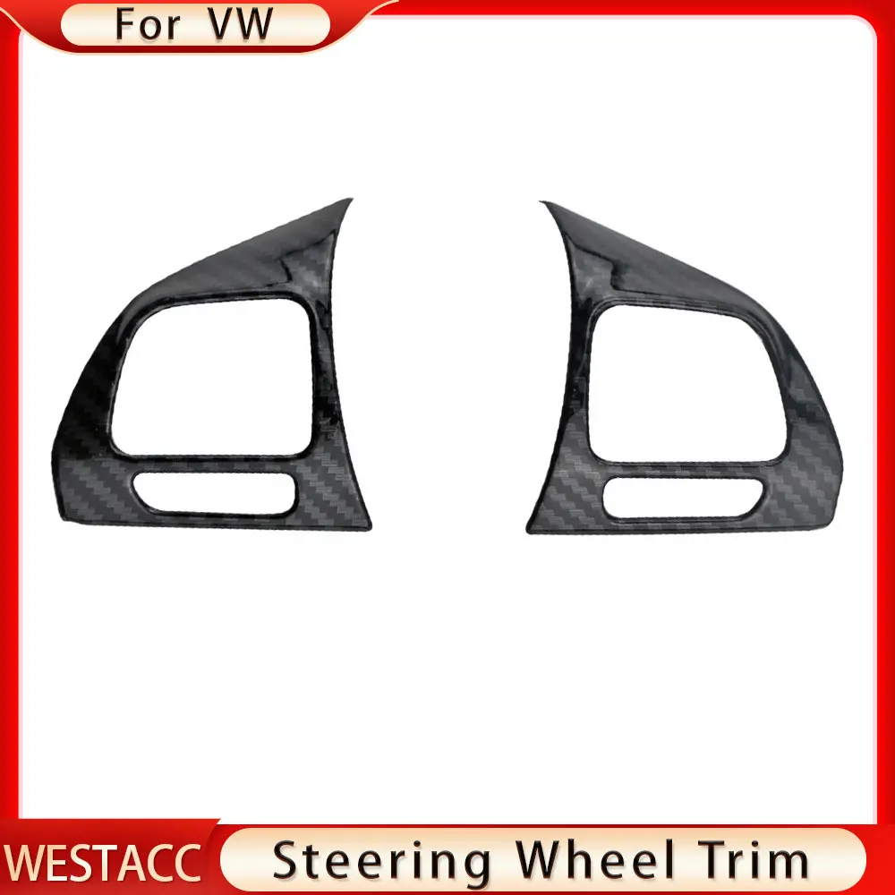 2Pcs Car Steering Wheel Panel Sticker Trim Cover for VW Golf MK6 Passat B7 CC EOS Tiguan Jetta Touran Caddy Sharan Accessories