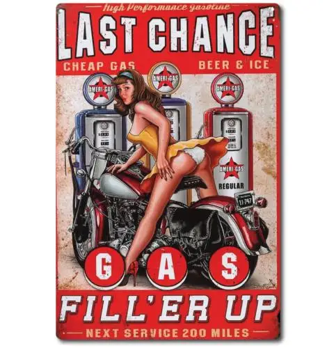 Chance Last Tin Gas Sign Garage Metal Retro Wall Route metal Station Vintage