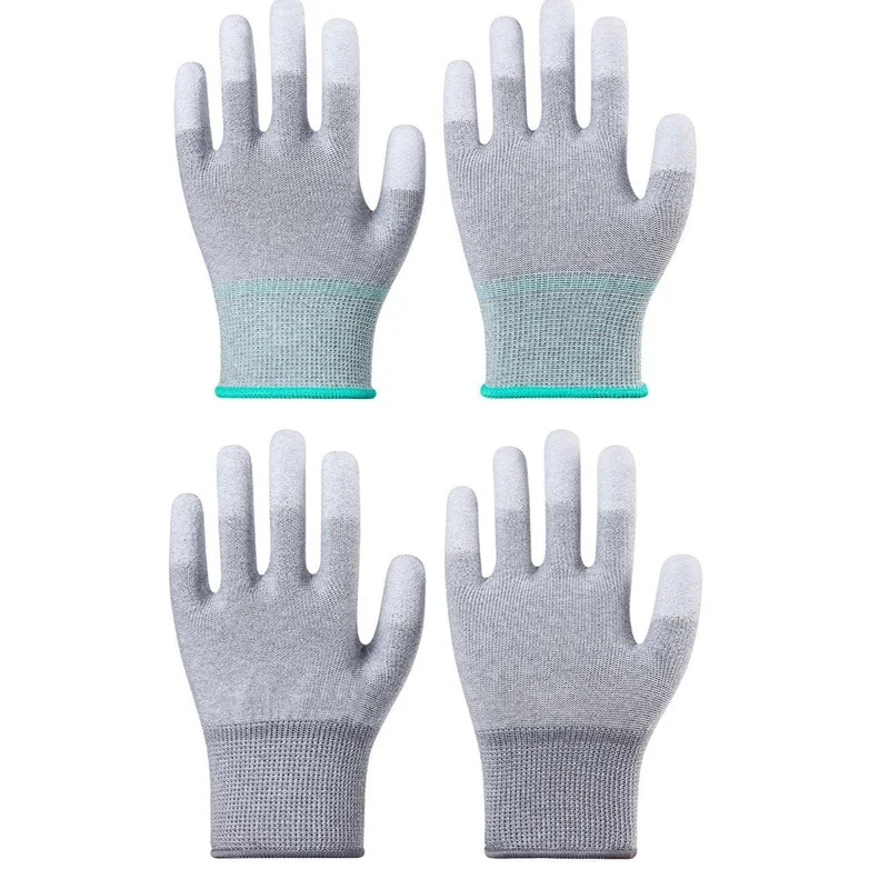 5 قطعة قفازات ألياف الكربون الاستاتيكيه بولي PU قفازات الاصبع قفازات العمل الغبار مقاومة للتآكل المضادة للانزلاق المسيل للدموع مقاومة #6