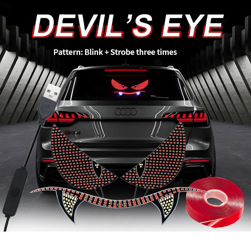 

New car devil's eye decorative light personalized car rear window warning light, suitable for all vehicle decoration accessories