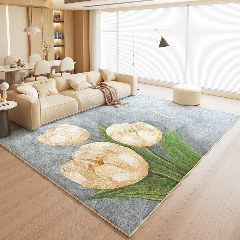 Modern Style Carpets for Living Room Thick Plush Bedroom Decor Flower Carpet Large Area Home Anti-slip Floor Mat Fluffy Soft Rug