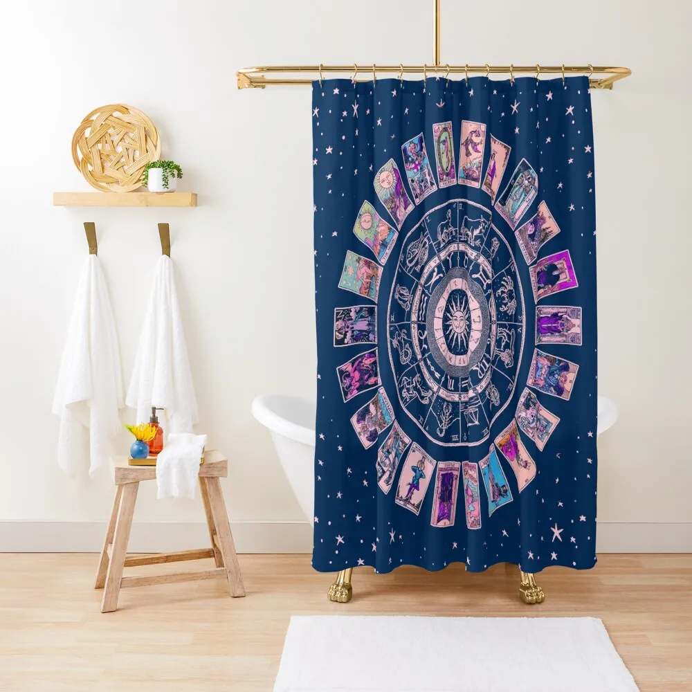 

Pastel Goth Zodiac, Astrology Chart & the Major Arcana Tarot Shower Curtain Elegant Bathroom Bathroom Accessory Curtain