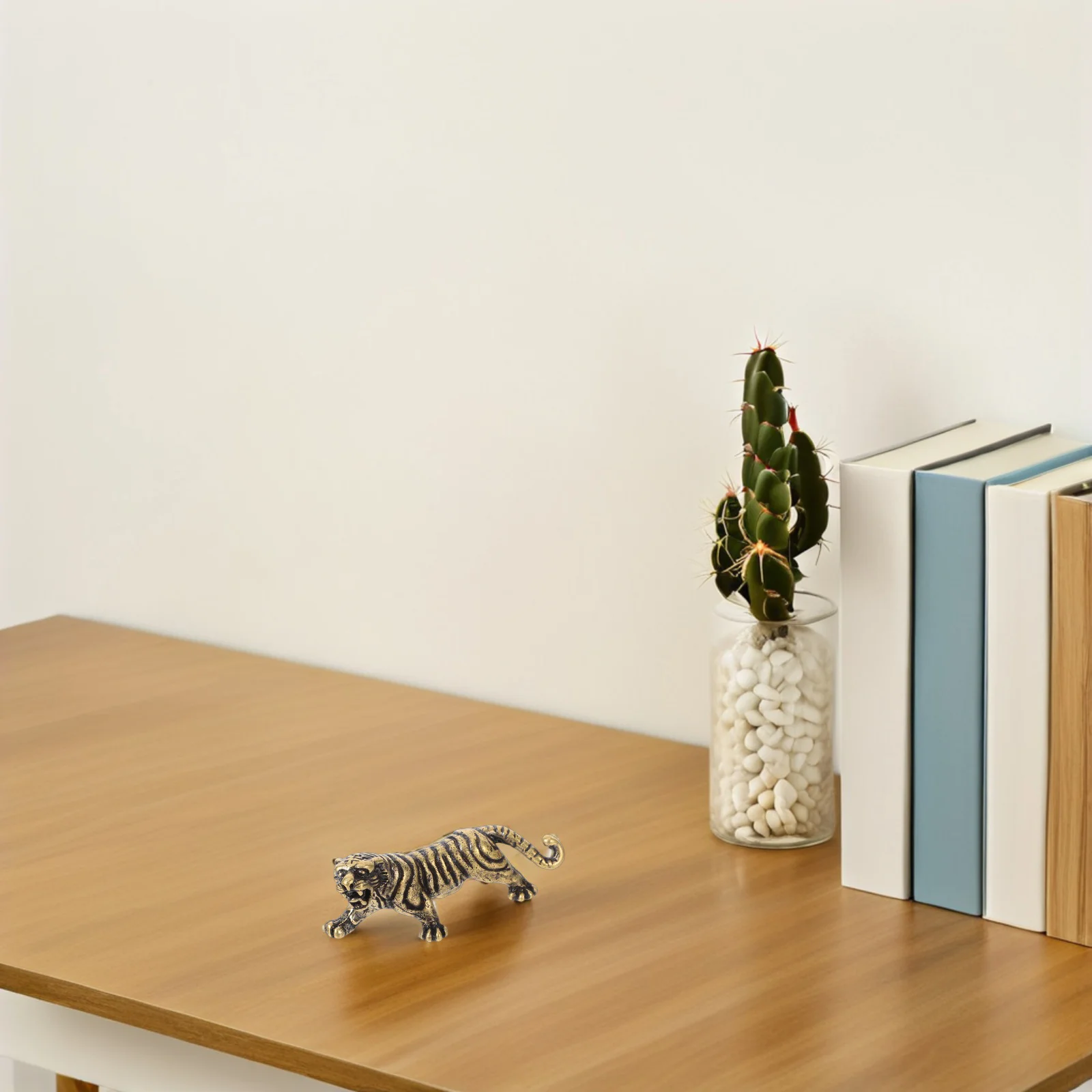 

Small Brass Tiger Statue Precision Miniature Handcrafted Animal Sculpture Vintage Desk Ornament Mini Solid Brass Miniature