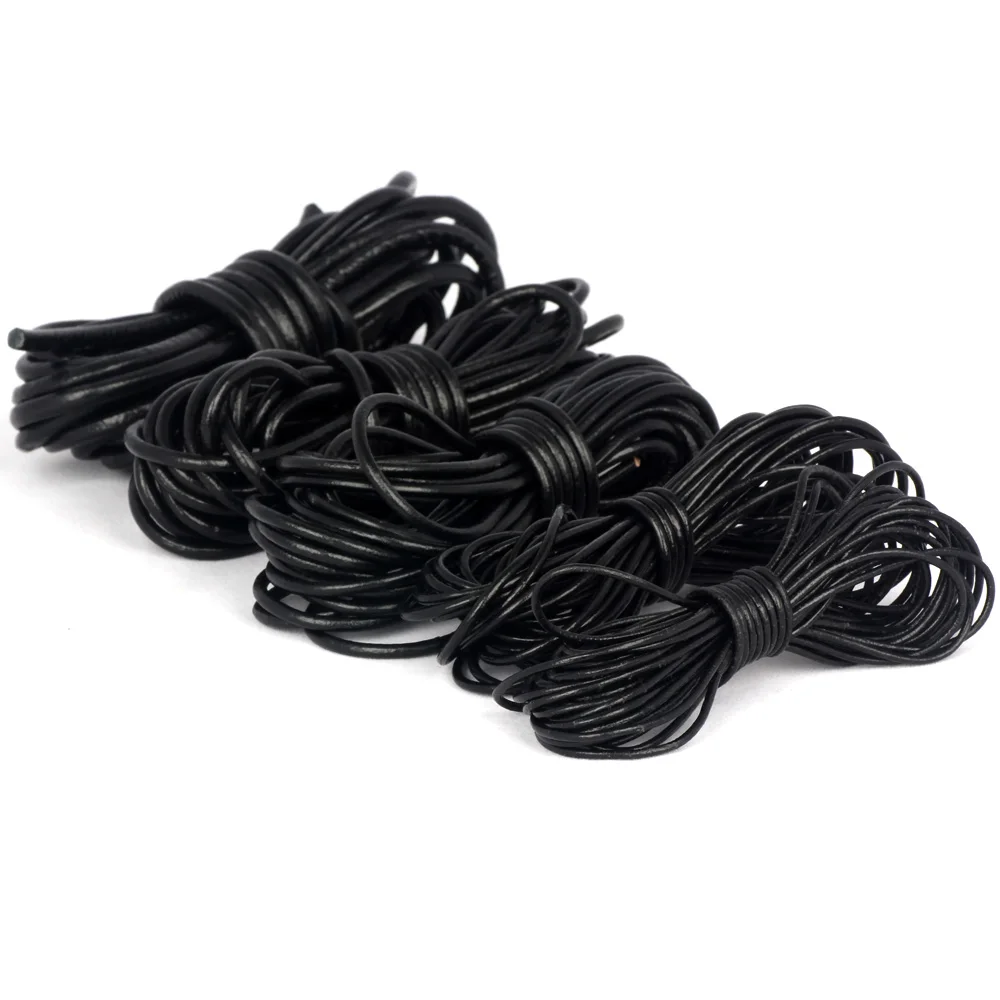 

Black Round Leather Cord Wire 1.5/2.0/2.5/3.0/4.0/5.0/6.0mm DIY Bracelet Choker Necklace Craft Jewelry Accessories Making