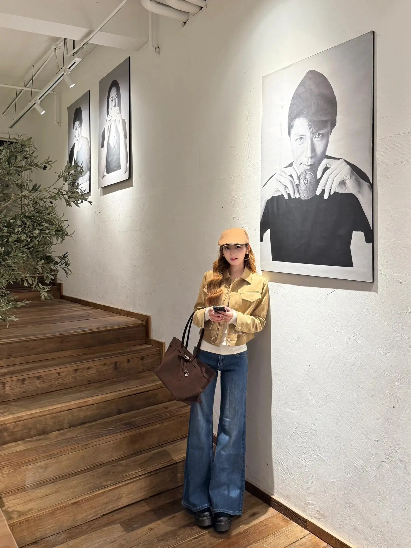 Retro American Brown Suede ort Jaet Women's Loose Personali Motorcycle Jaet Top Autumn Winter Faion Ele