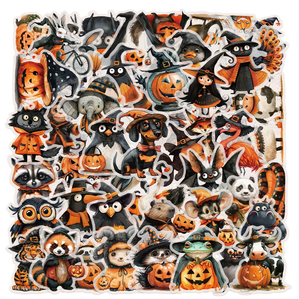 10/30/50PCS Cross-dressing Halloween Animals Sticker Decals Toys DIY Suitcase Skateboard Phone Luggage Bike Stickers Gift