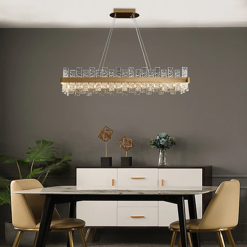 

LED Round Modern Suspension Chandeliers Crystal Gold Popular Hanging Lamps Lamparas De Techo For Dining Table