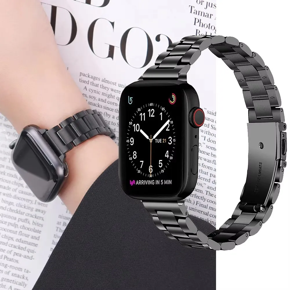 Stainless Steel Strap for Apple Watch Band 46mm 45 41 44 40 38 42 Ultra 2 49mm Metal Link Bracelet IWatch Series 10 9 8 7 6 SE 5