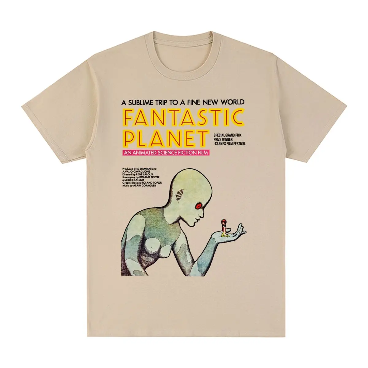 Fantastic Planet Vintage T-shirt Anime Hip Hop Cotton Harajuku Streetwear 70s Cult Movie Men T shirt New Tee Tshirt Womens Tops