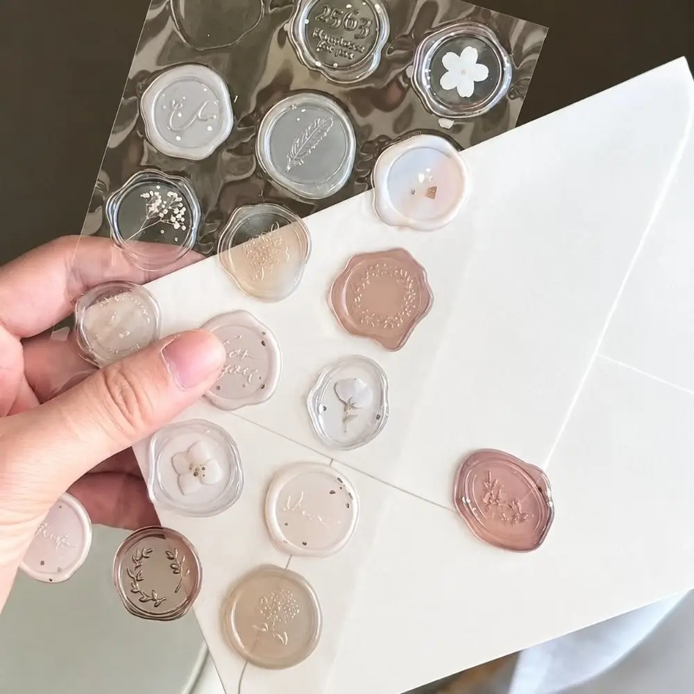 Retro Wax Seal Sticker European Style Waterproof Embossed Seal Sticker Floral 3D Crystal Decorative Sealing Sticker