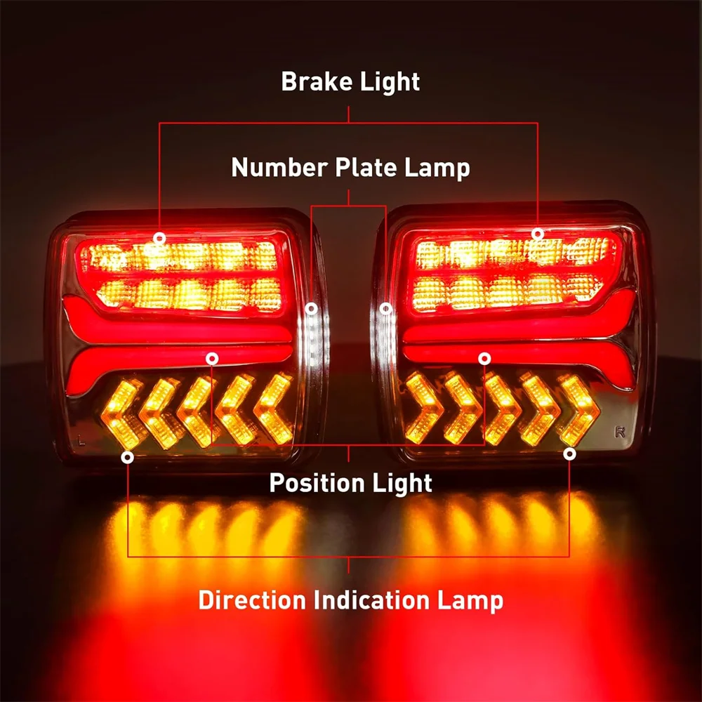 Enquêter arrière magnétique LED sans fil, feu arrière de remorque, signal lumineux, frein à l'iode, camping-car, camion, 1 jeu, 12V, 24V, 30m