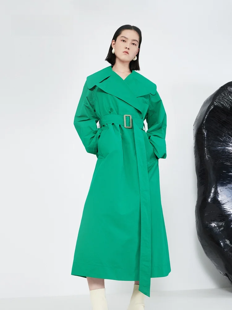 

Женская удлиненная ветровка с высокой талией, новая весенняя модель, из хлопка и нейлонового волокна, повседневная верхняя одежда