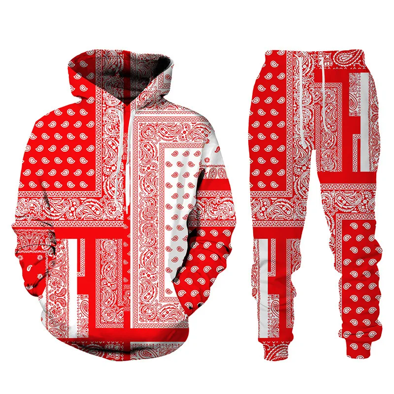 3D Bandana Printed Hoodie + Pants Suit Cool Men/Women 2 Pcs Sportwear Tracksuit Set Autumn and Winter Men's Clothing