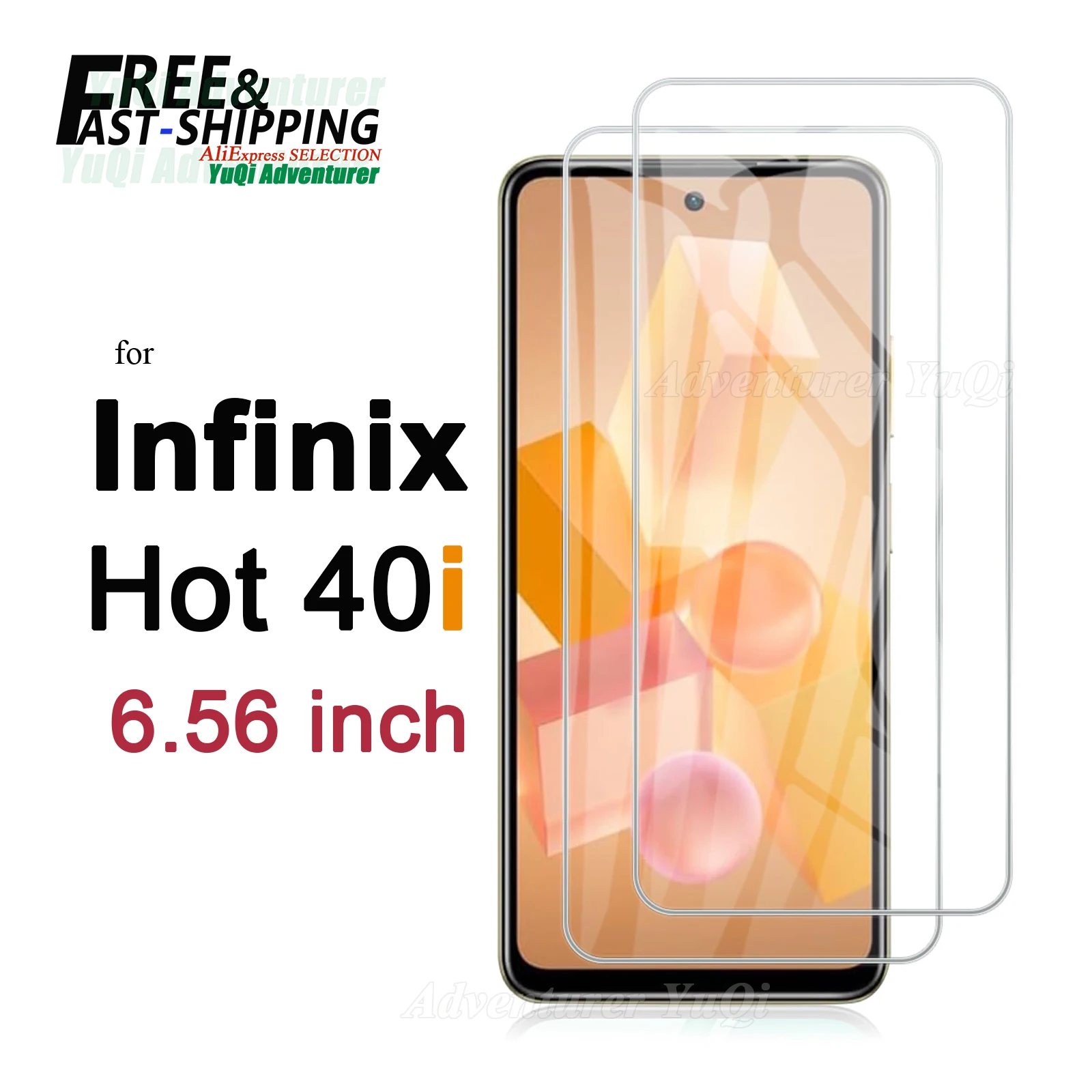 Screen Protector For Infinix Hot 40i 6.56 inch Tempered Glass HD Crystal Mica 9H Anti Scratch Case Friendly Transparent Clear