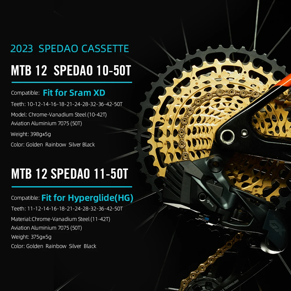 SPEDAO 10-50T 11-50 12 Speed Bicycle Cassette 12V MTB Bike Freeewheel 12S Mountain Sprocket XD HG Cassette 12V K7 for SX NX GX