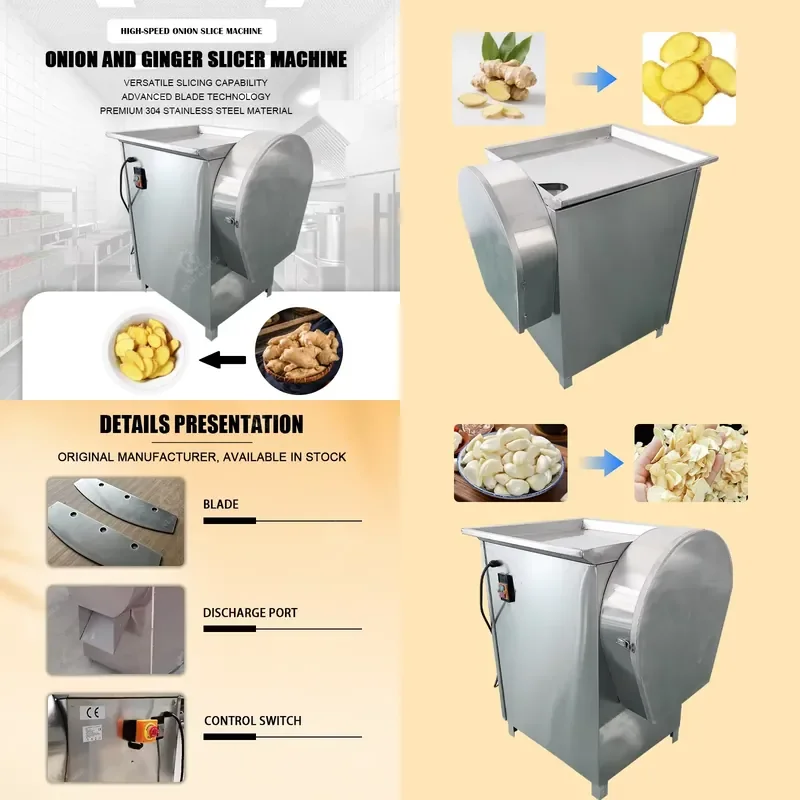 

2026 Industrial Multifunctional Vegetable Cutter Garlic Ginger and Onion Slicer Machine with Motor