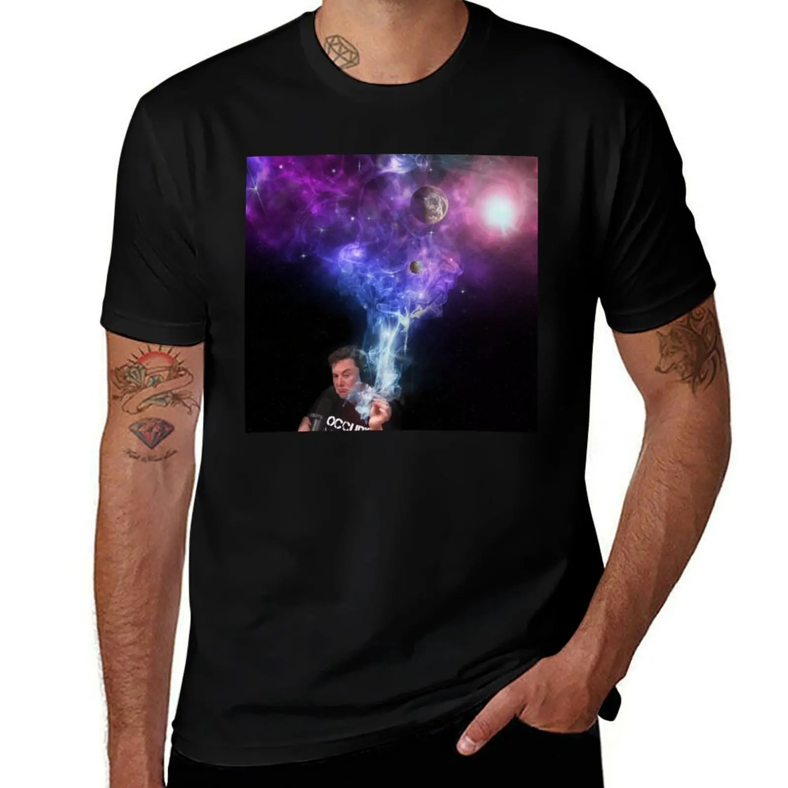 Elon Musk smoking outerspace weed T-Shirt Quick Dry Light Sports T-Shirt