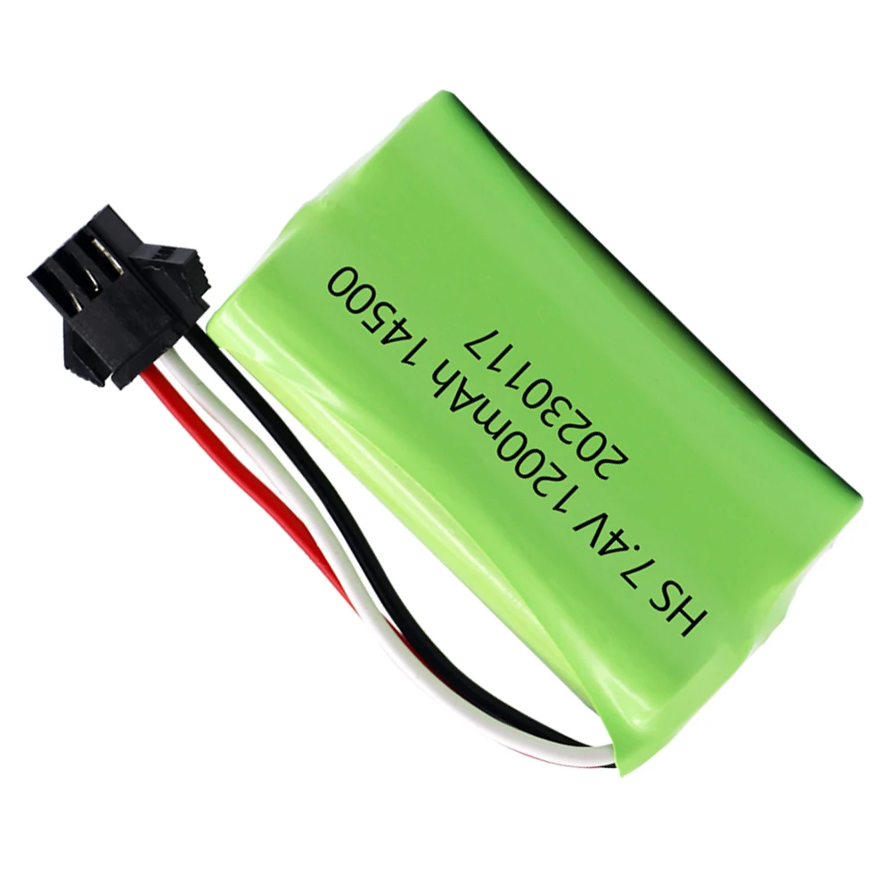 14500 7.4V 1200mAh Li-ion Battery SM-3P Plug For Remote Control water bullet gun Toys RC Parts 2S 7.4V Battery and USB Charger