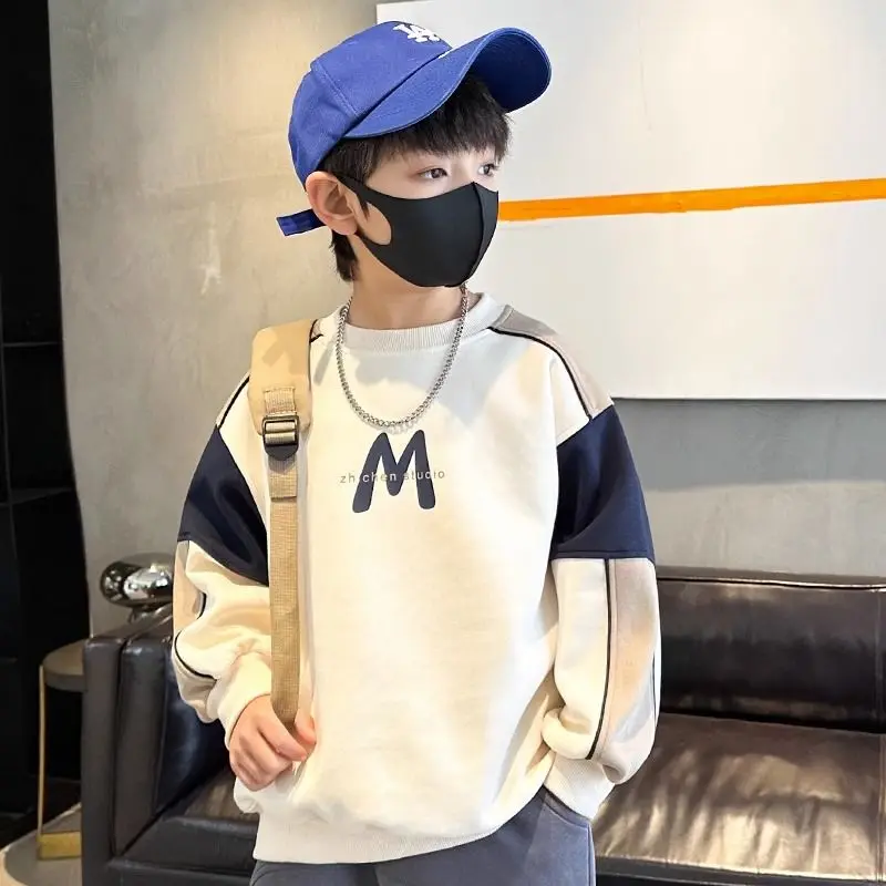 Boys Autumn Fashion Sweatshirts Kids New Korean Style Trend Long Sleeved Pullover Outfits Children Top Clothes