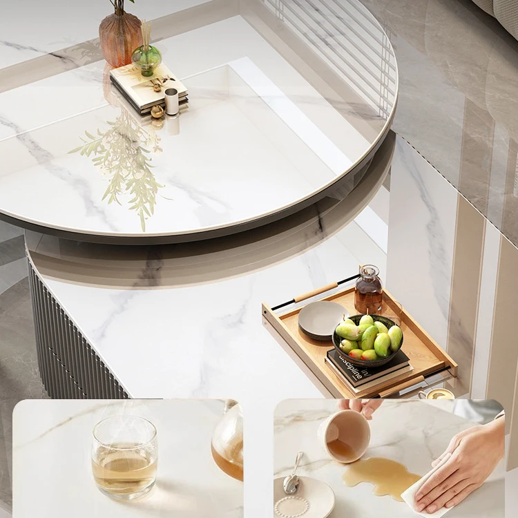 Light Luxury Design Living Furniture Cheap Price Small Table or Coffee with Drawers Round Coffee Table Sets for Sale
