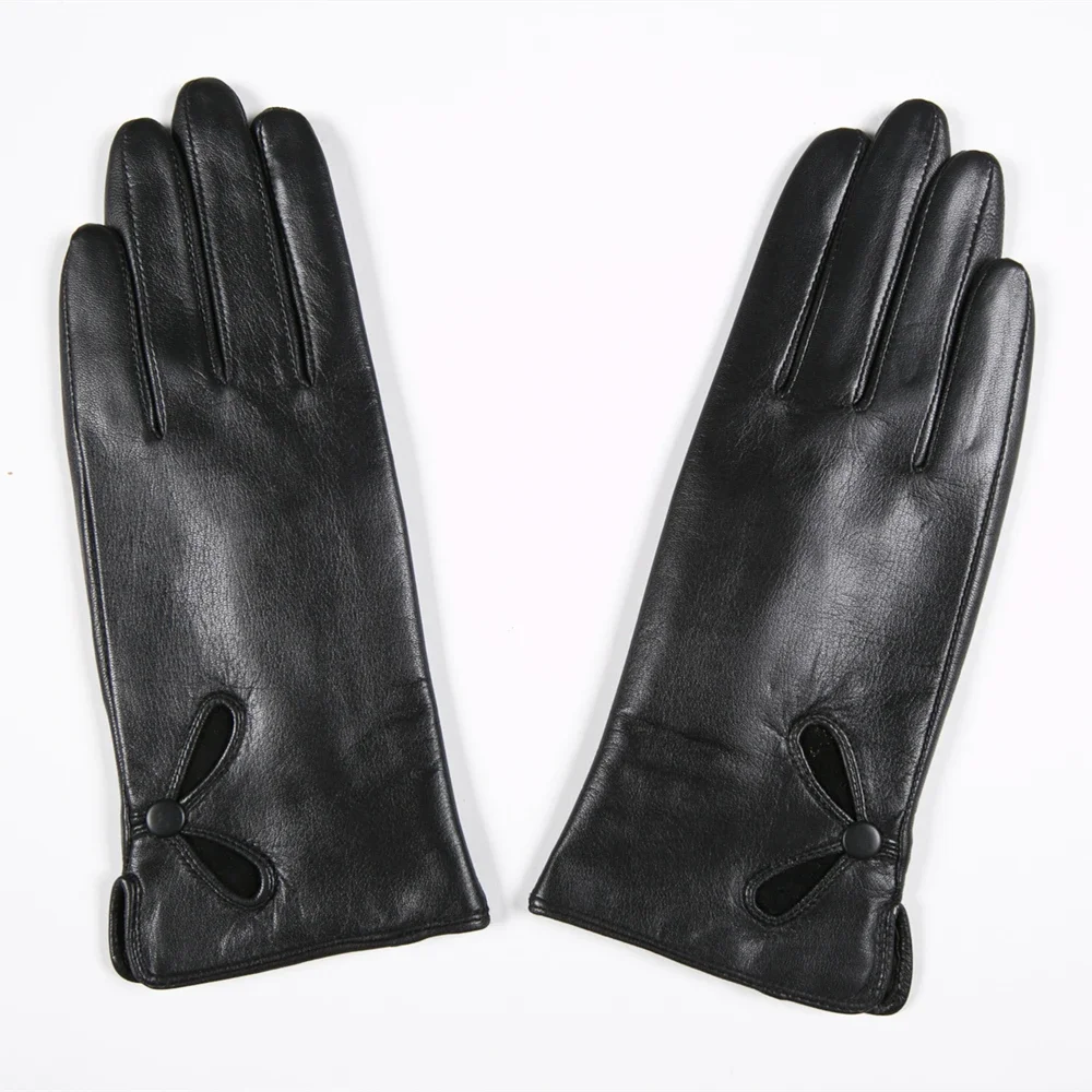 GOURS Winter Real Leather Gloves Women Black Genuine Goatskin Gloves Fashion Fleece Lining Warm Soft Driving New Arrival GSL018