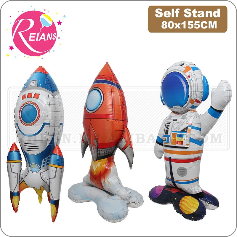 Large Standing Rocket Astronaut Foil Balloon Space Exploration Theme Inflatable Decoration Toy Boy Birthday Party Baby Shower