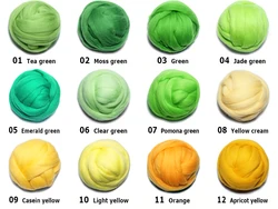 Handmade Wool Felt for Felting 50g Perfect for Needle Felt in Green And Yellow
