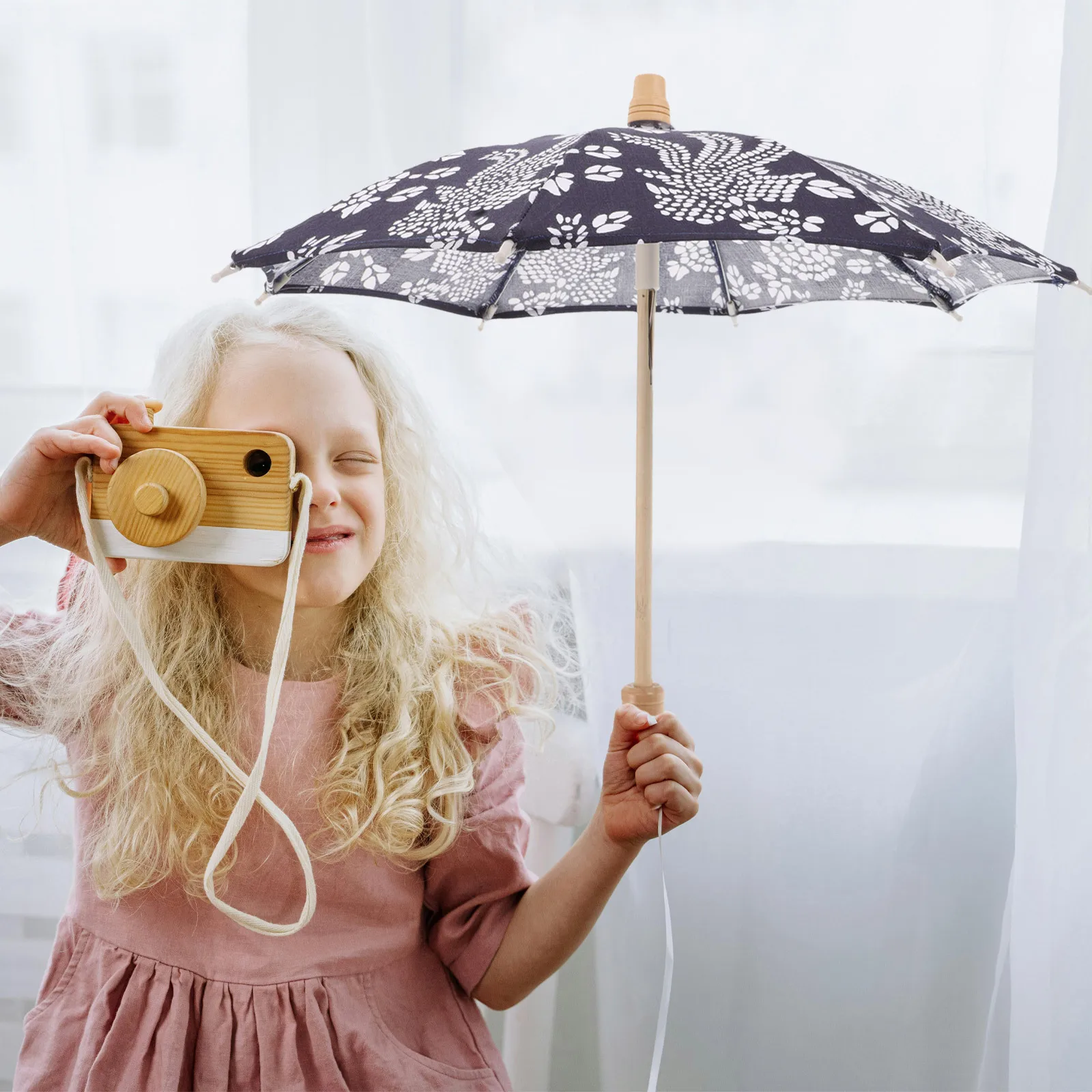 

Floral Print Chinese Umbrella Handmade Vintage Parasol for Dance Cosplay Decorative Props Wedding Parties Umbrella Decor