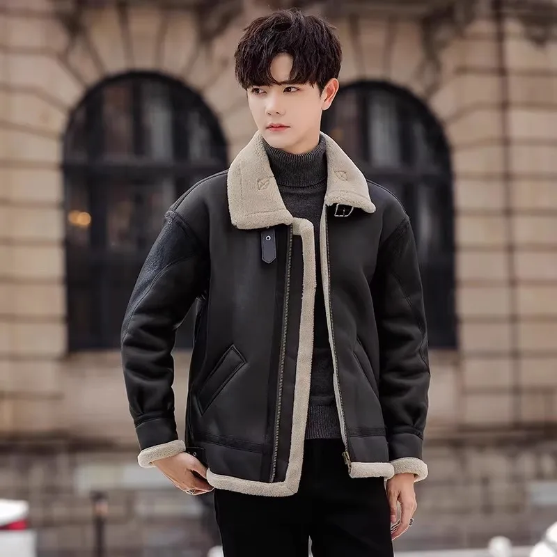 

Утепленная куртка из искусственной замши под овчину, теплая, ветрозащитная, зимняя, мужская, на флисовой подкладке, для мотоциклистов, больших размеров, для полных мужчин