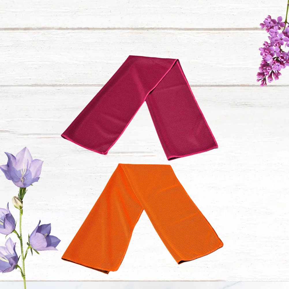 

2Pcs Quick Dry Towel Cooling Fabric Sports Supplies for Outdoor Activities Running Camping Yoga Gym Orange