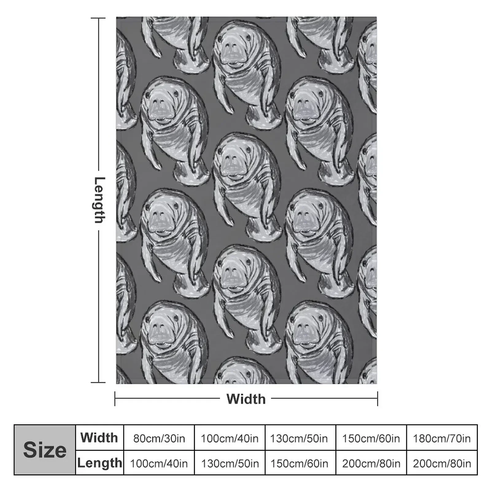 Artwork of a Manatee Throw Blanket Thin Decoratives Soft Plaid Blankets