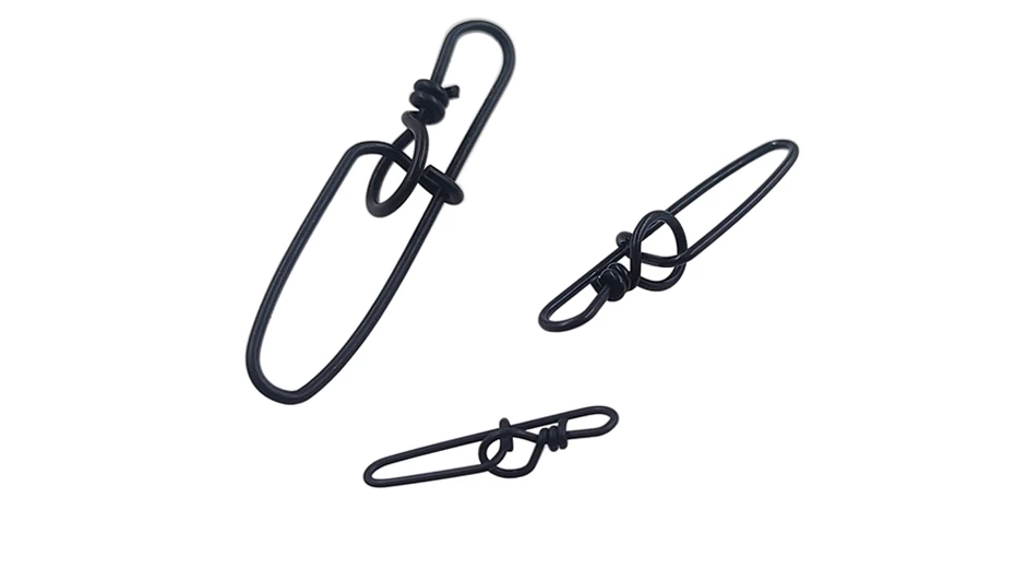 20pcs Black Fishing Snap Swivels Double Insurance Inside Lock Snap Stainless Steel Fishing Swivel Hook Lure Fishing Connector